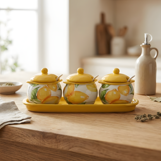 Porcelain Spice Jar Set - 4 Pcs